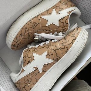 Bape 20th anniversary tan and white star sneaker